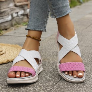 Damen Sportliche Sandalen mit elastischen Riemen und rutschfester Sohle EB