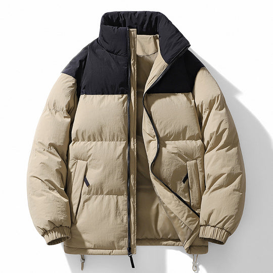 Herren gesteppte Thermo-Steppjacke mit hohem Stehkragen, Zwei-Wege-Reißverschluss und Kordelzugsaum EB