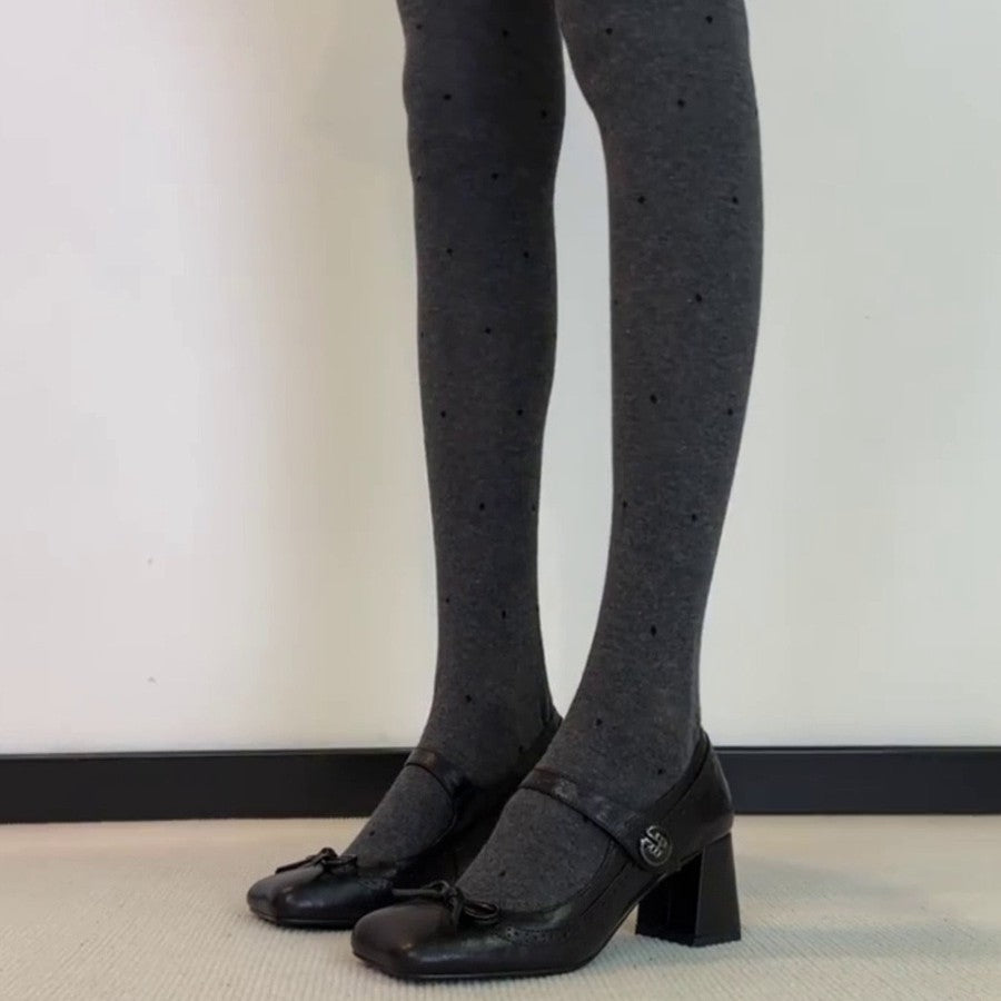Damen Mary Jane Absatzschuhe mit dekorativen Schleifen und komfortablem Blockabsatz EB