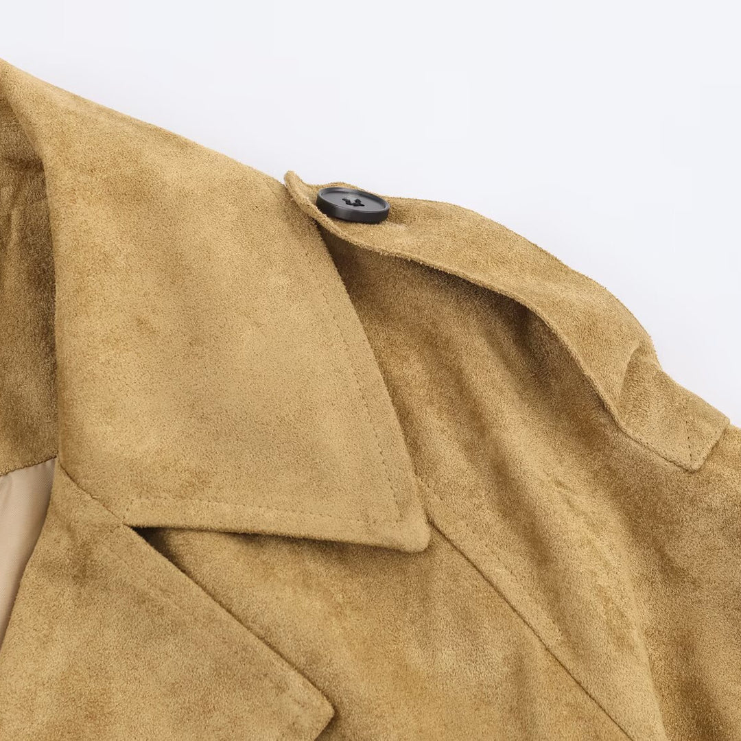 Damen elegante Kurzjacke im Biker-Stil aus weichem Kunstleder EB