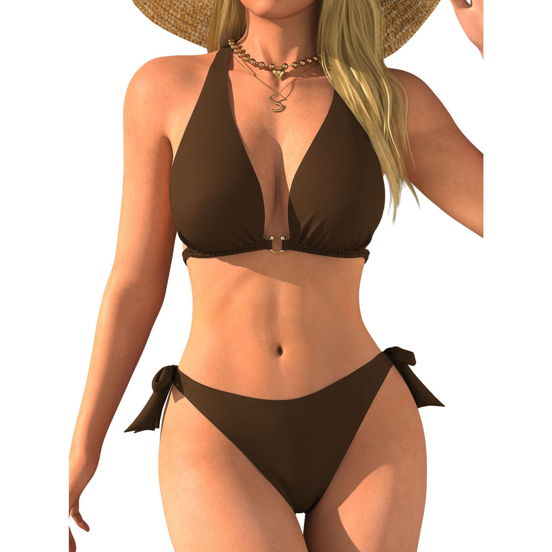 Damen Triangel-Bikini mit Rückenband und sinnlichem V-Ausschnitt EB