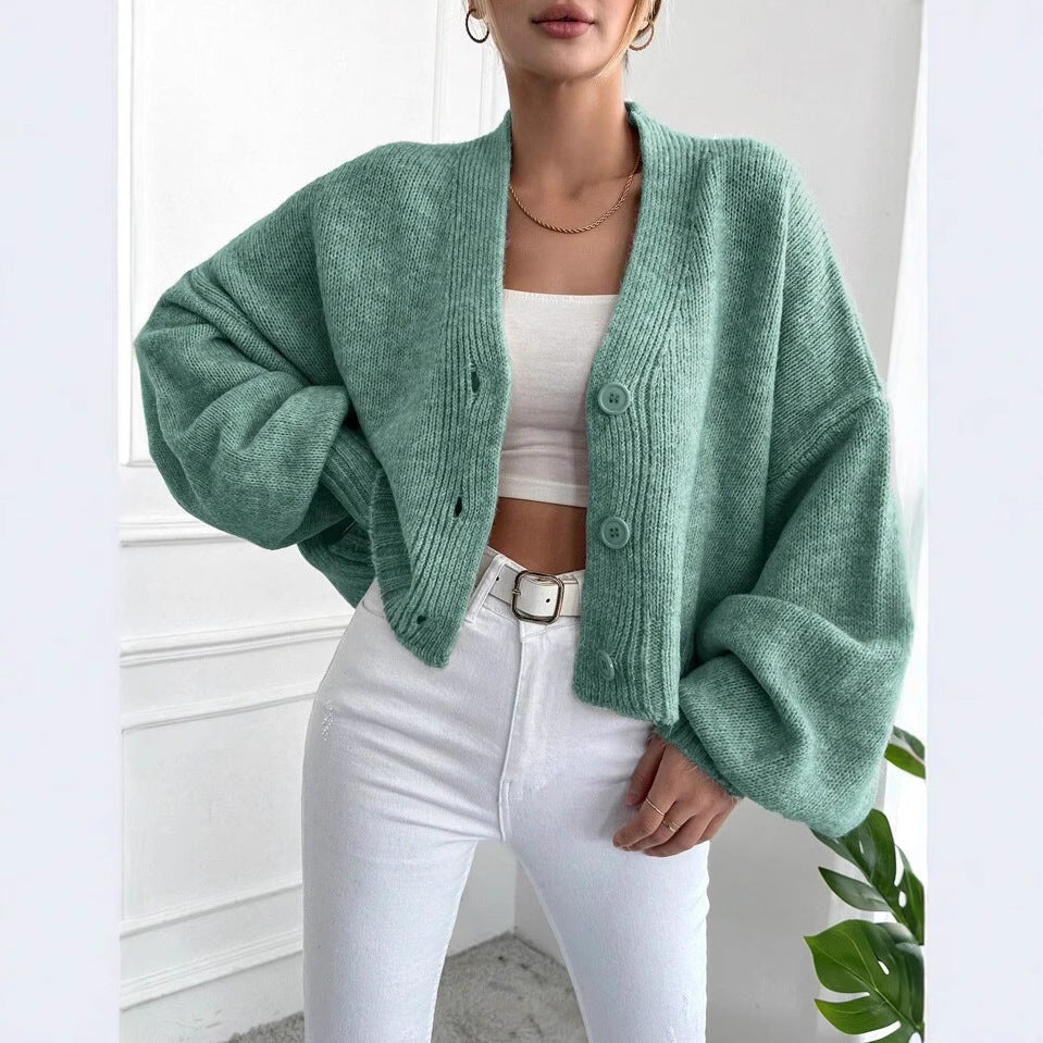 Damen Oversized Strickjacke mit Knopfdesign und weitem Schnitt EB