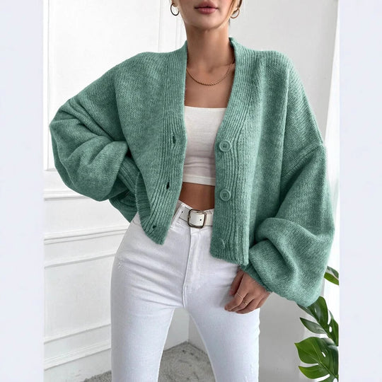 Damen Oversized Strickjacke mit Knopfdesign und weitem Schnitt EB
