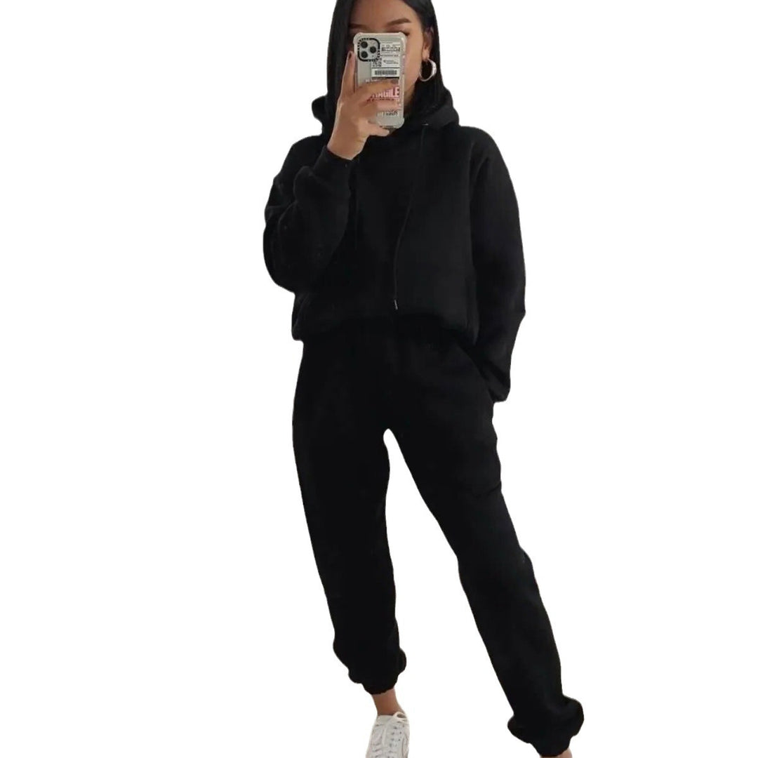 Damen nan kuscheliger Oversize-Kapuzenpullover und Highwaist-Jogginghose Set EB