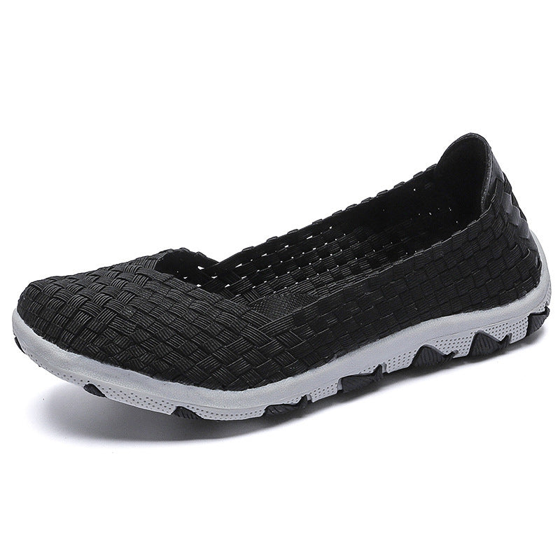 Damen nan gestrickter Slip-On Freizeitschuh mit geflochtenem Obermaterial und rutschfester Flexsohle EB