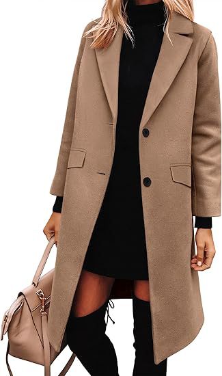 Damen Eleganter Woll-Trenchcoat mit klassischem Revers EB