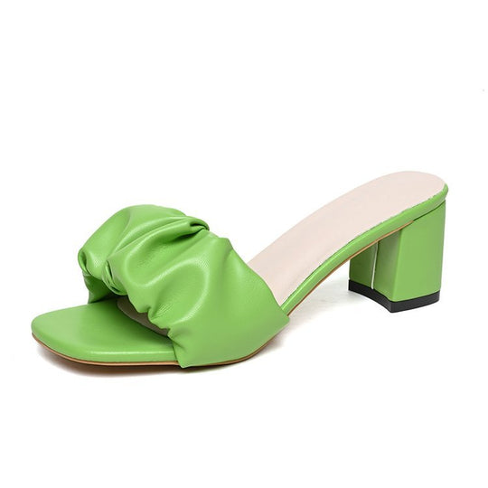 Damen trendige Blockabsatz-Sandalen mit Raffungen EB