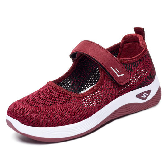 Damen Bequeme Sport-Sneaker mit verstellbarem Klettverschluss und atmungsaktivem Mesh-Obermaterial EB