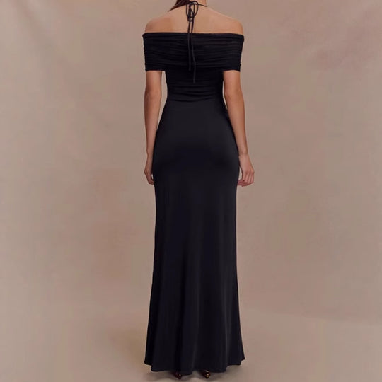 Damen Elegantes Maxikleid mit raffiniertem Schulterdesign EB