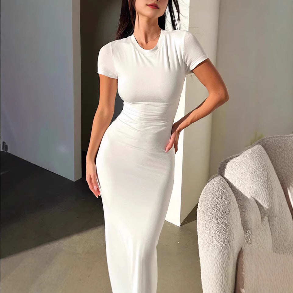 Damen Figurbetontes Maxikleid mit kurzen Ärmeln EB