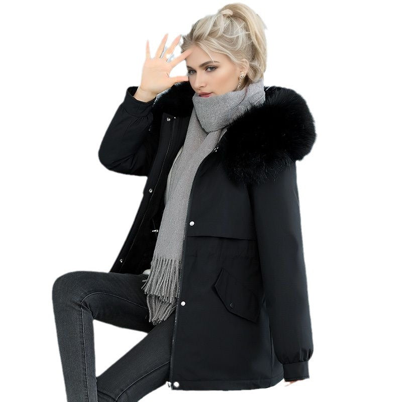 Damen isolierter Winterparka mit luxuriösem Kunstfellkragen und wärmendem Innenfutter EB