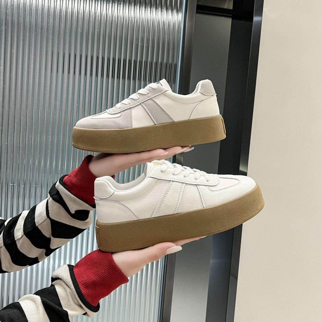 Damen Plateausneaker mit stylischer Kombination aus Leder und Wildleder EB