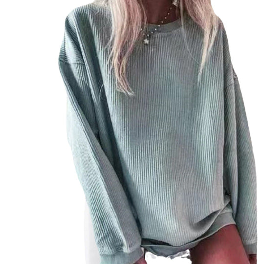 Damen Lässiger Rippstrick-Pullover mit weitem Schnitt EB