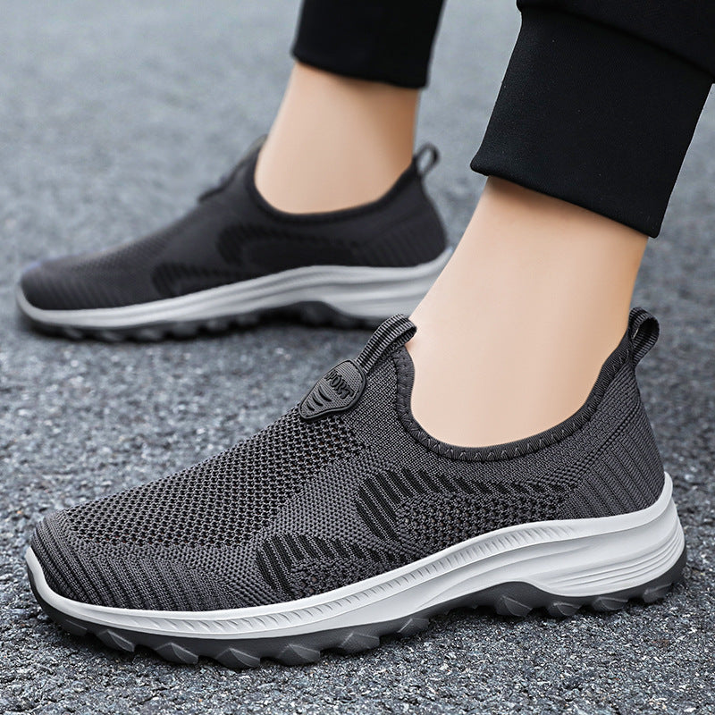 Herren nan elastischer Strick-Slip-On Trekking-Sneaker mit griffiger Profilsohle und ergonomischer Dämpfungssohle EB