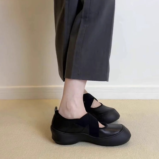 Damen bequeme und stilvolle Ballerina-Schuhe mit elastischem Riemchen EB