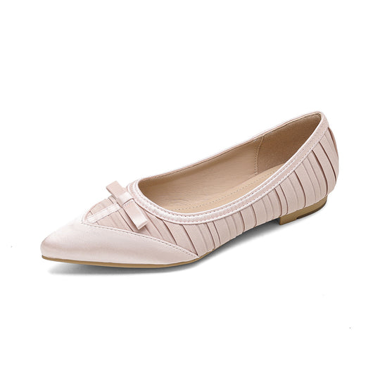 Damen Spitzenschuhe mit modischem Faltendesign und eleganter Schleifenapplikation EB