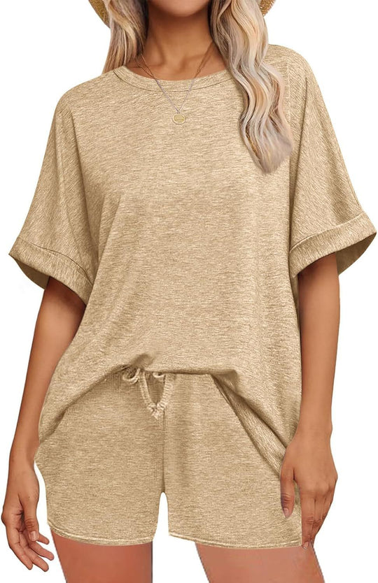 EB | Fledermausärmel T-Shirt Kordelzug Shorts Sportbekleidung