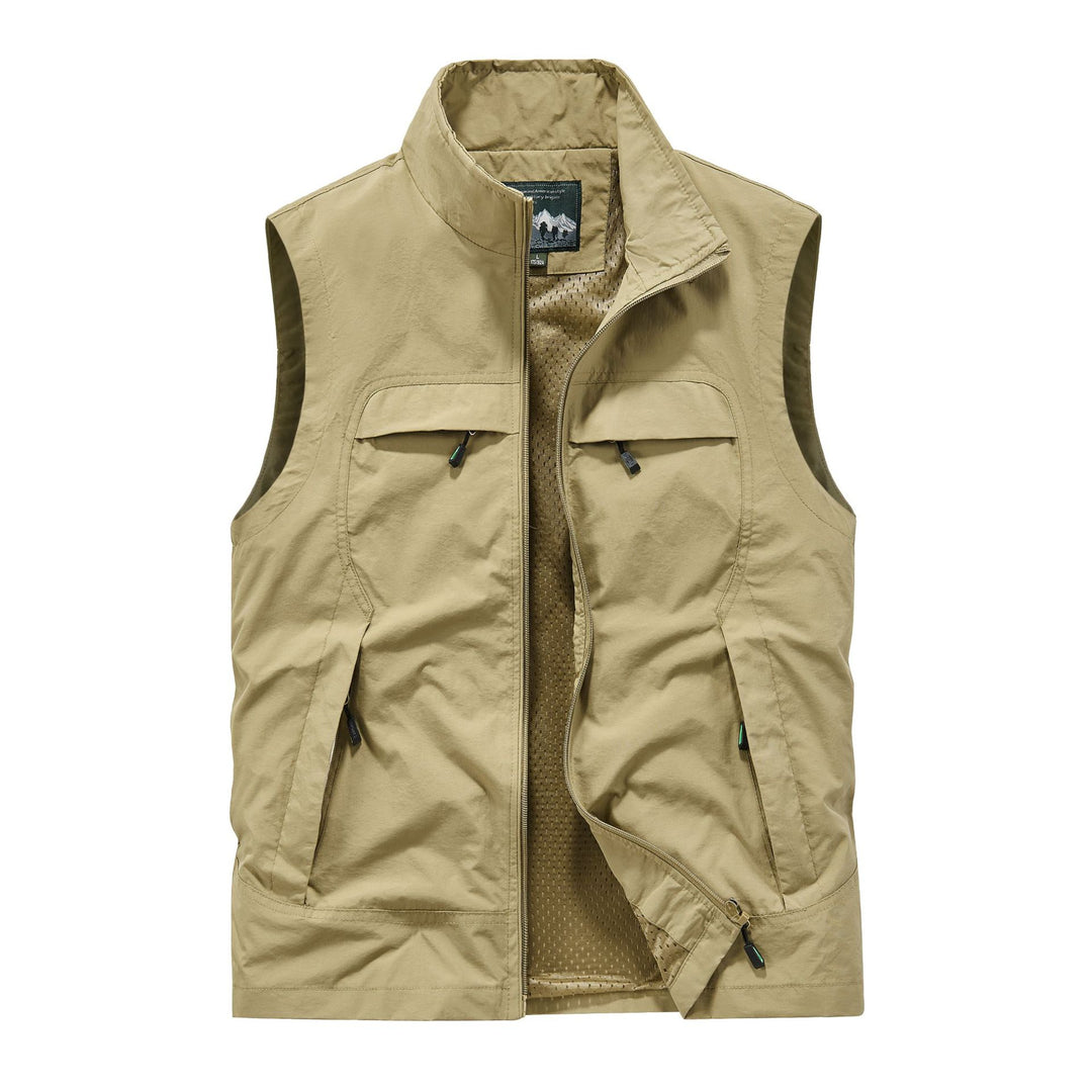 Herren Angler- und Reiseweste mit perforiertem Innenfutter, verdeckten Reißverschlusstaschen und verstellbarem Saum EB
