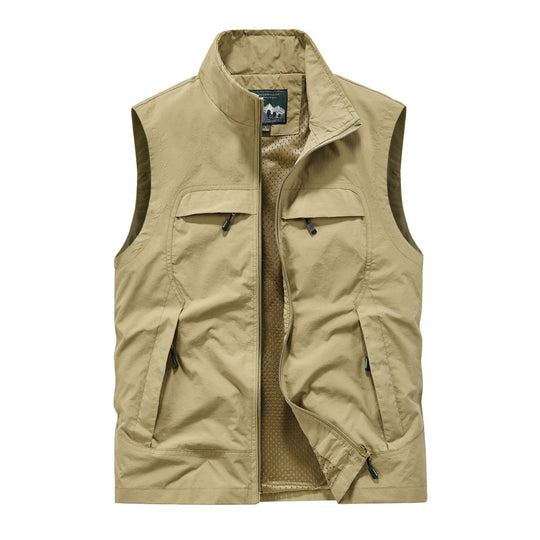 Herren Angler- und Reiseweste mit perforiertem Innenfutter, verdeckten Reißverschlusstaschen und verstellbarem Saum EB