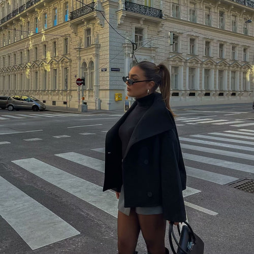 Damen modische Übergangsjacke im eleganten Doppelreiher-Stil EB