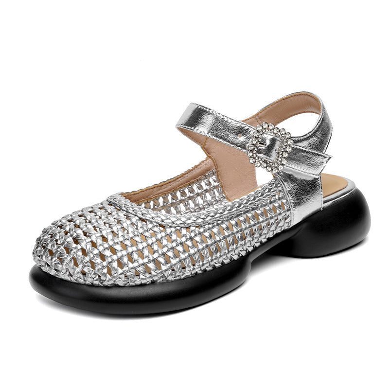Damen Ballerinas mit modischem Netzdesign und eleganter Schmuckschnalle EB