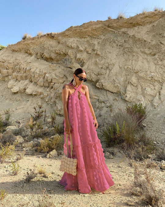 Damen Maxi-Kleid mit verspielten Rüschendetails und floralem Muster EB