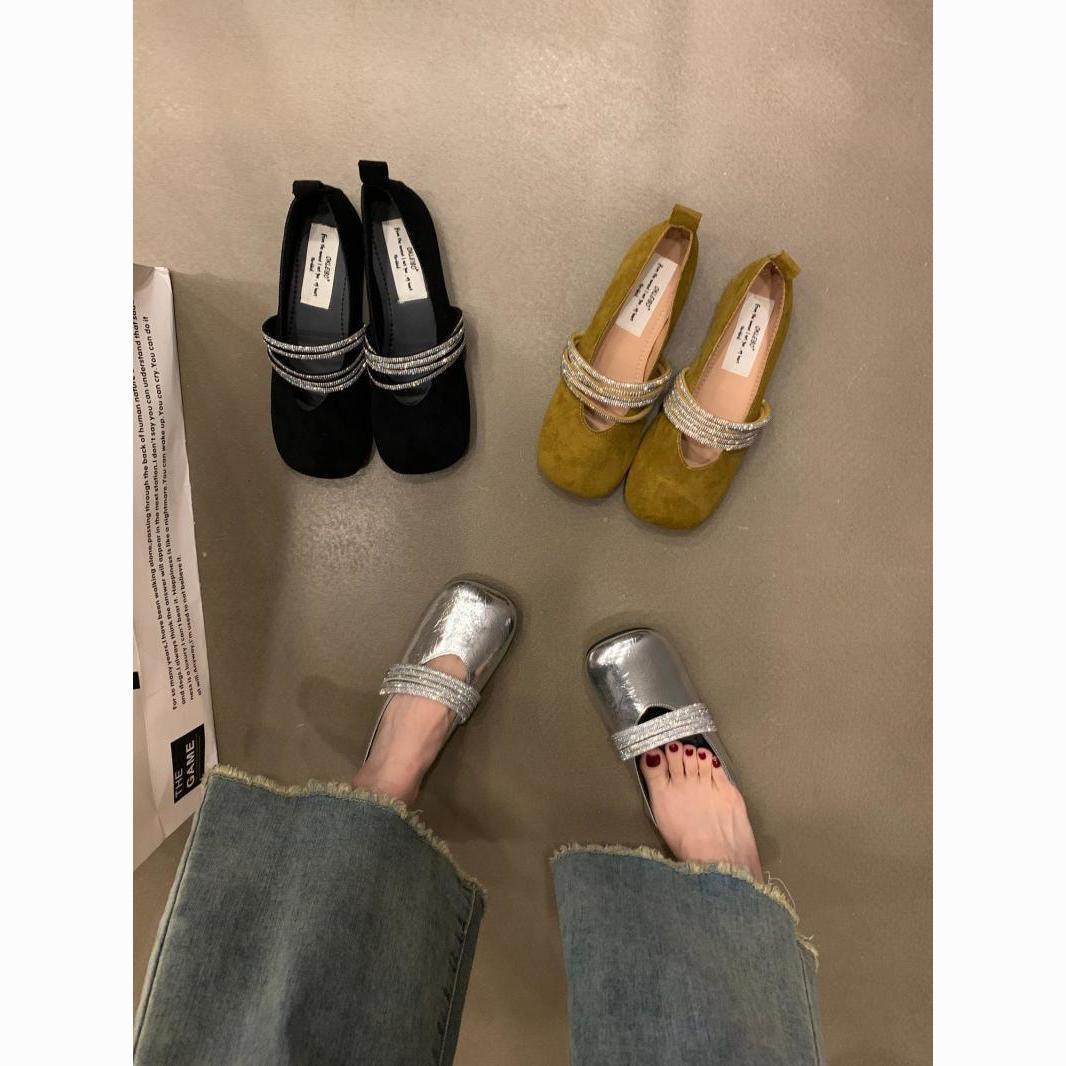 Damen elegante Ballerinas mit verzierten Riemchen EB