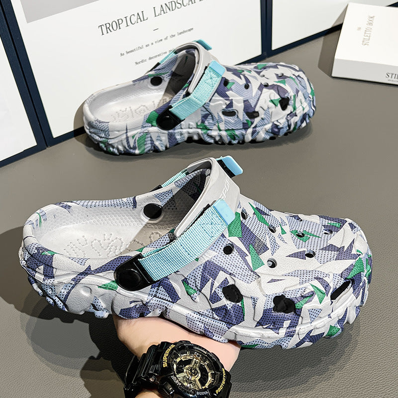 Damen modische Clogs mit einzigartigem grafischen Design und verstellbarem Riemen EB