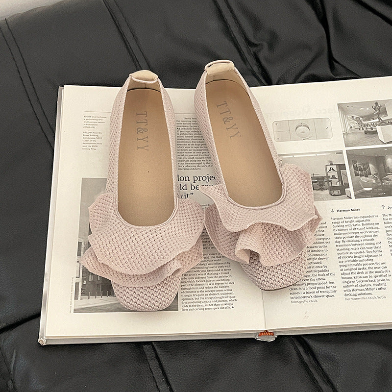 Damen Ballerina-Schuhe mit eleganter Rüschendekoration EB
