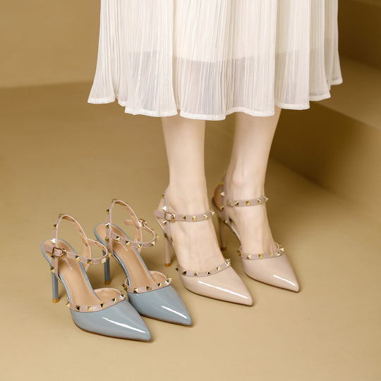 Damen elegante Slingback-Pumps mit modischer Riemen- und Nietenapplikation EB