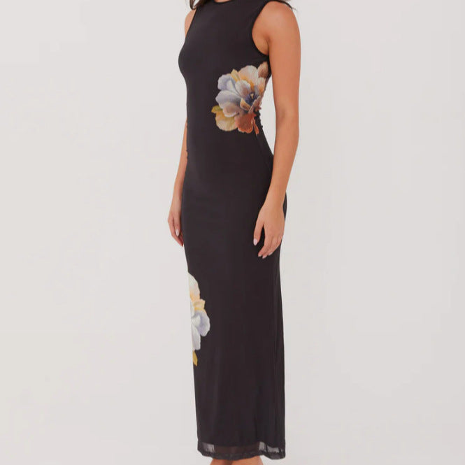 Damen Elegantes langes Kleid mit floralem Muster und figurbetontem Schnitt EB