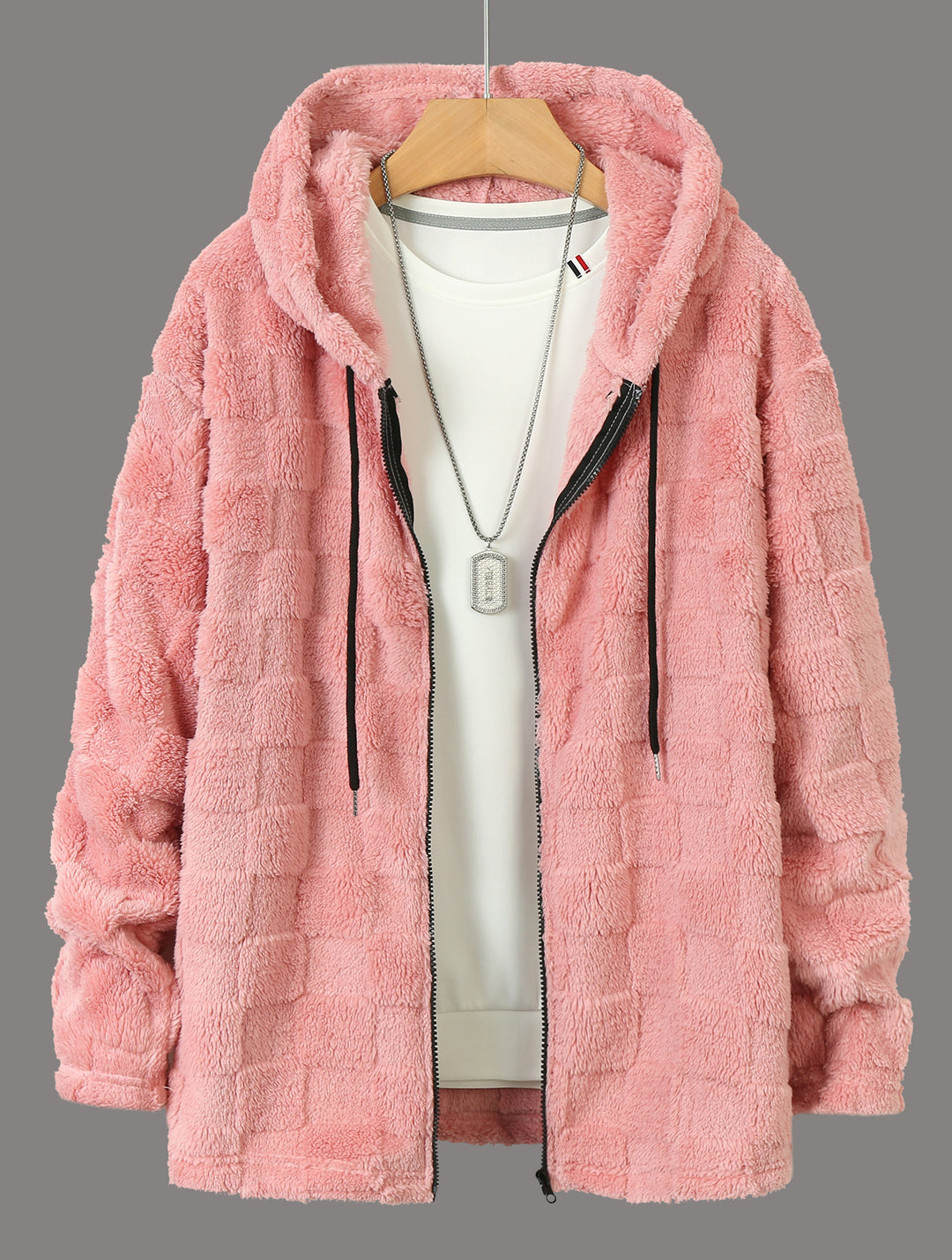 Damen Flauschige Fleecejacke mit Kapuze EB