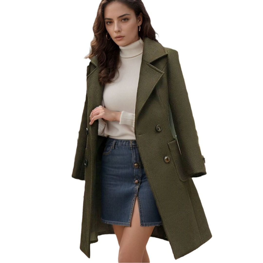 Damen modischer oversize Wolltrenchcoat mit doppelter Knopfleiste EB