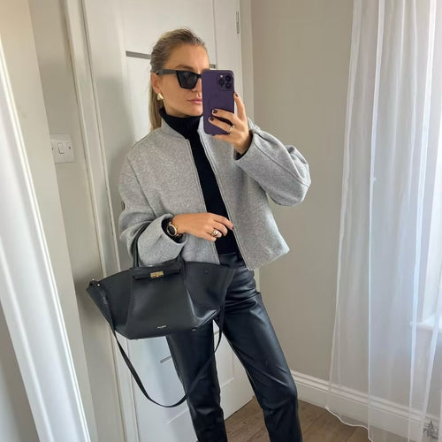 Damen lässige Bomberjacke mit praktischen Taschen und modernem Schnitt EB