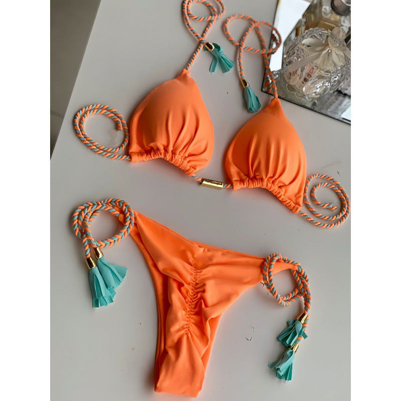 Damen Triangel-Bikini mit verspieltem Trockenband und eleganten Details EB