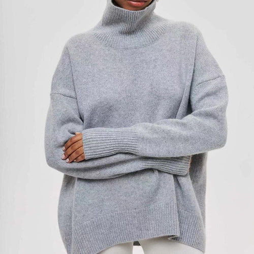 Damen gemütlicher Rollkragenpullover mit Oversized-Schnitt und strukturiertem Material EB