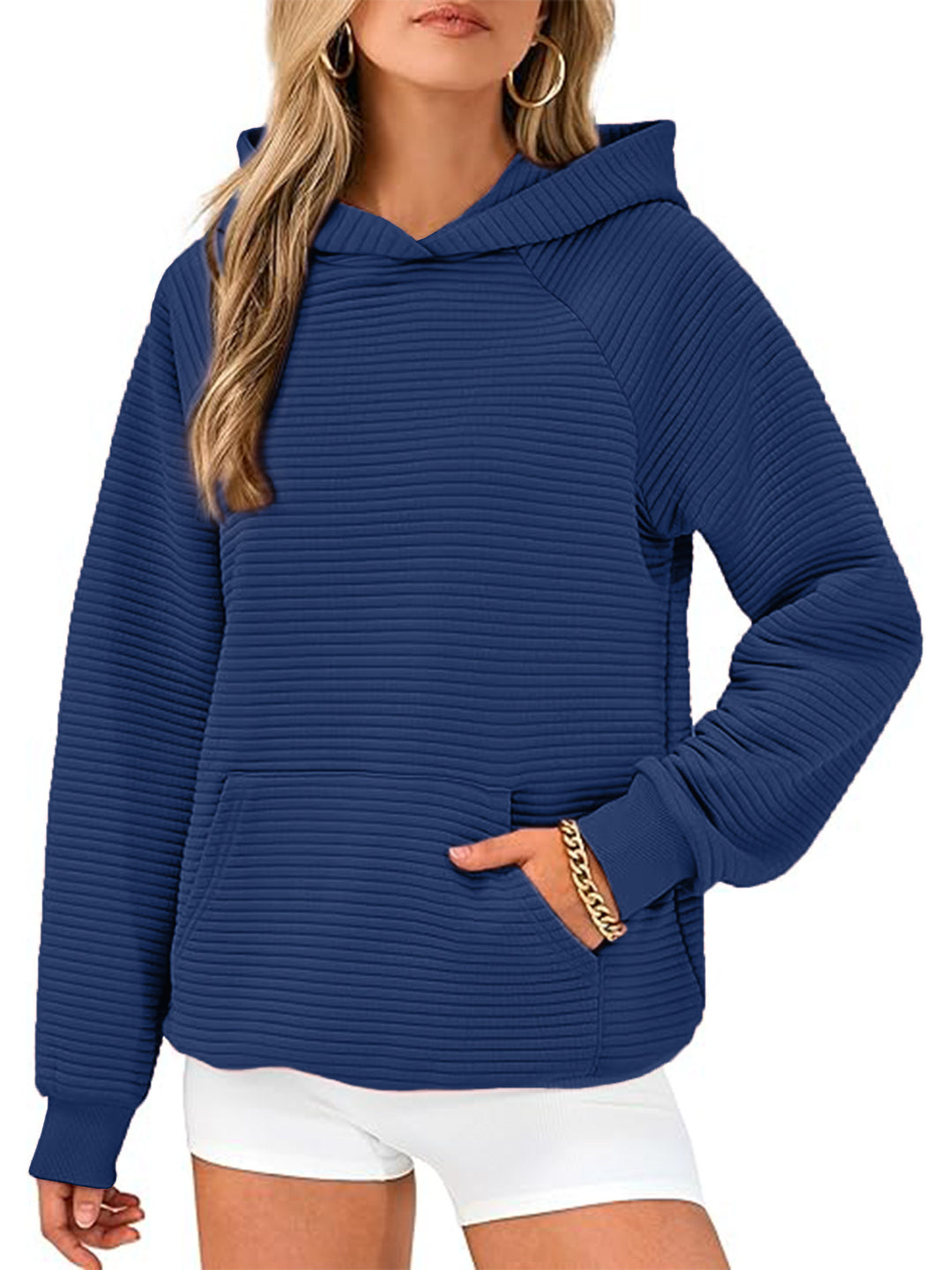 Damen Kapuzensweater aus strukturiertem Stoff EB
