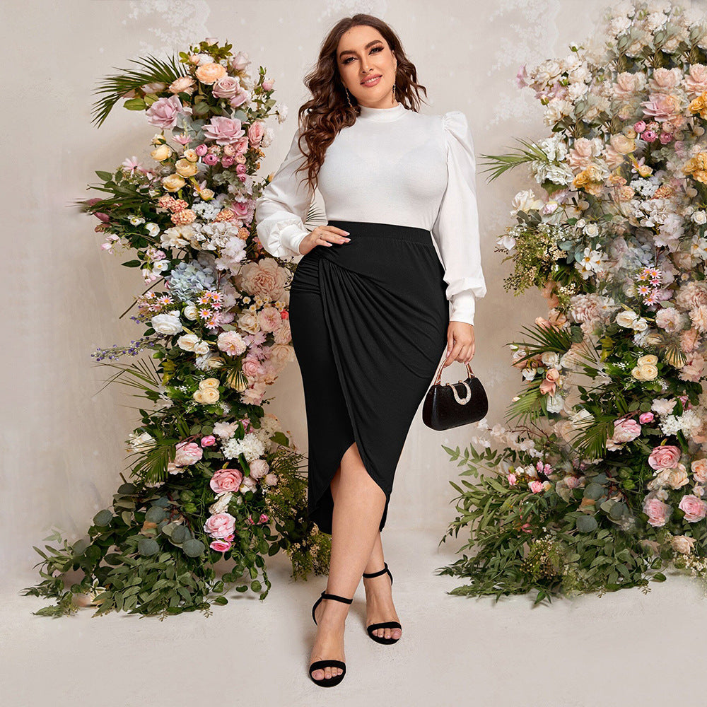 Damen Bleistiftrock mit elegantem Wickeldesign und hohem Schlitz EB