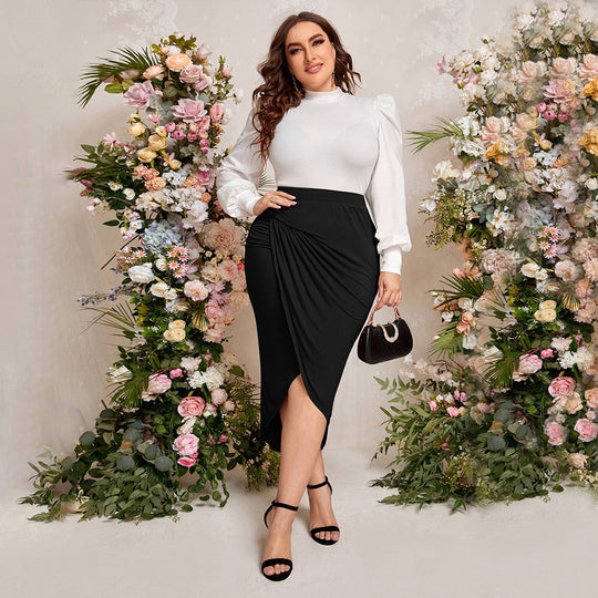Damen Bleistiftrock mit elegantem Wickeldesign und hohem Schlitz EB
