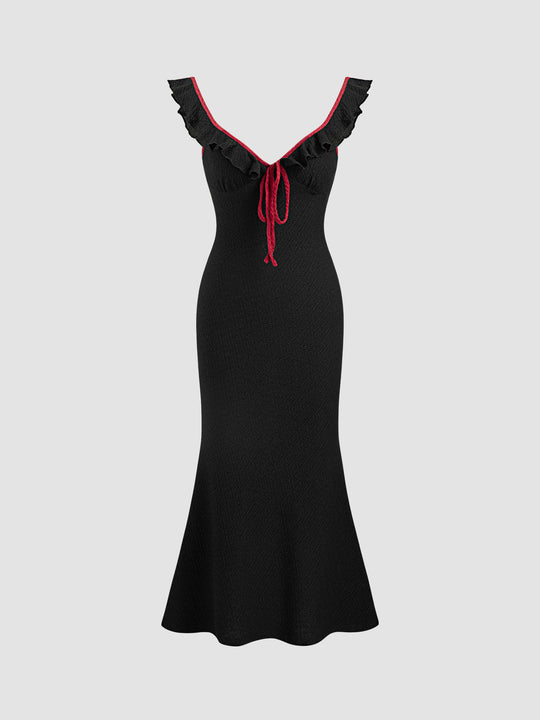 Damen Fließendes Maxikleid mit Rüschendetails EB