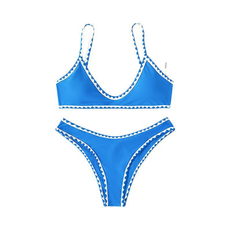 Damen Triangel-Bikini mit verspieltem Zickzack-Design EB