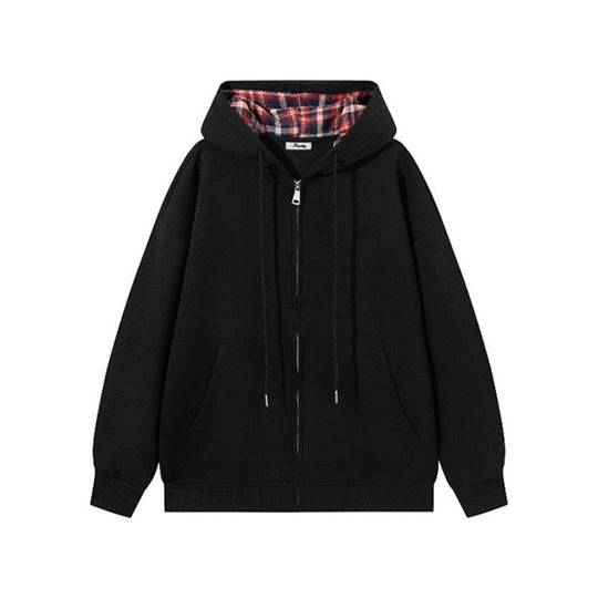 Damen Kapuzenjacke mit karierter Innenverkleidung und elegantem Reißverschluss EB