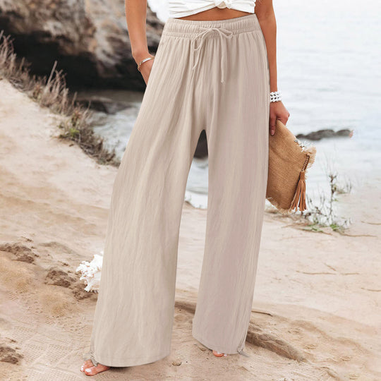 Damen Weite hose mit elastischem Bund und praktischen Taschen EB