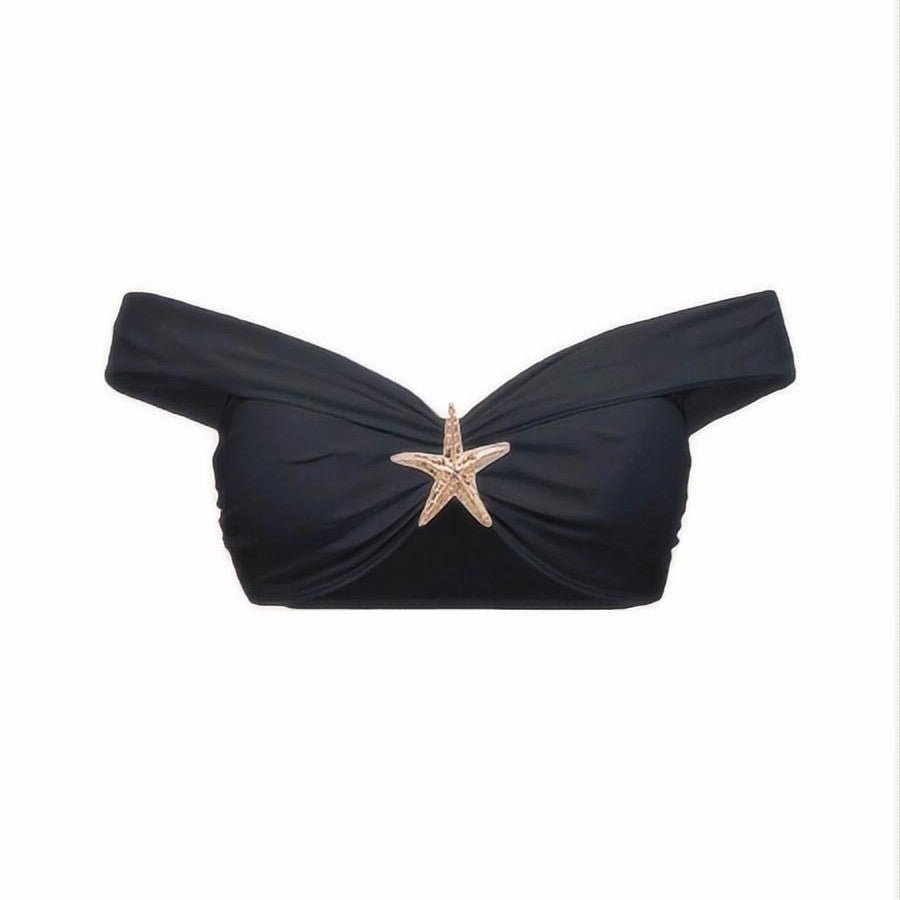Damen Bikini-Set mit eleganter Wickelrock-Optik und modischem Stern-Applikation EB