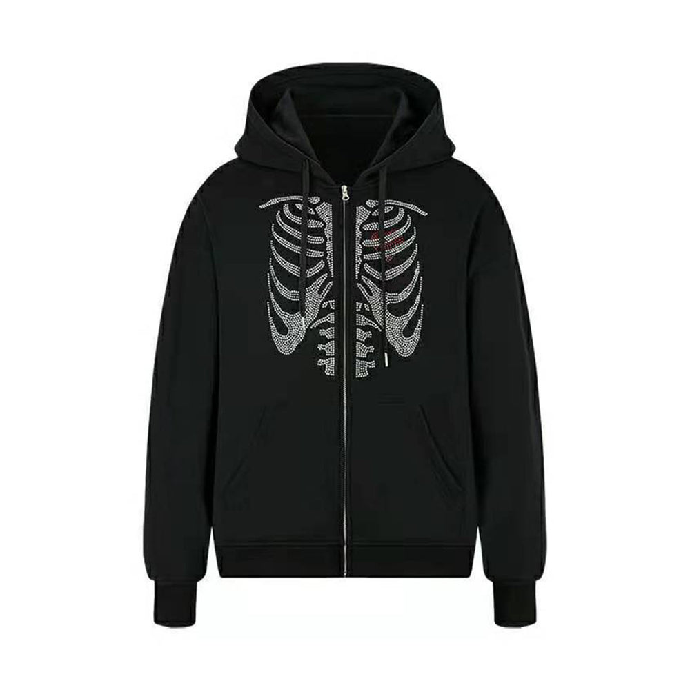 Damen Kapuzenpullover mit modernem Skelett-Print EB