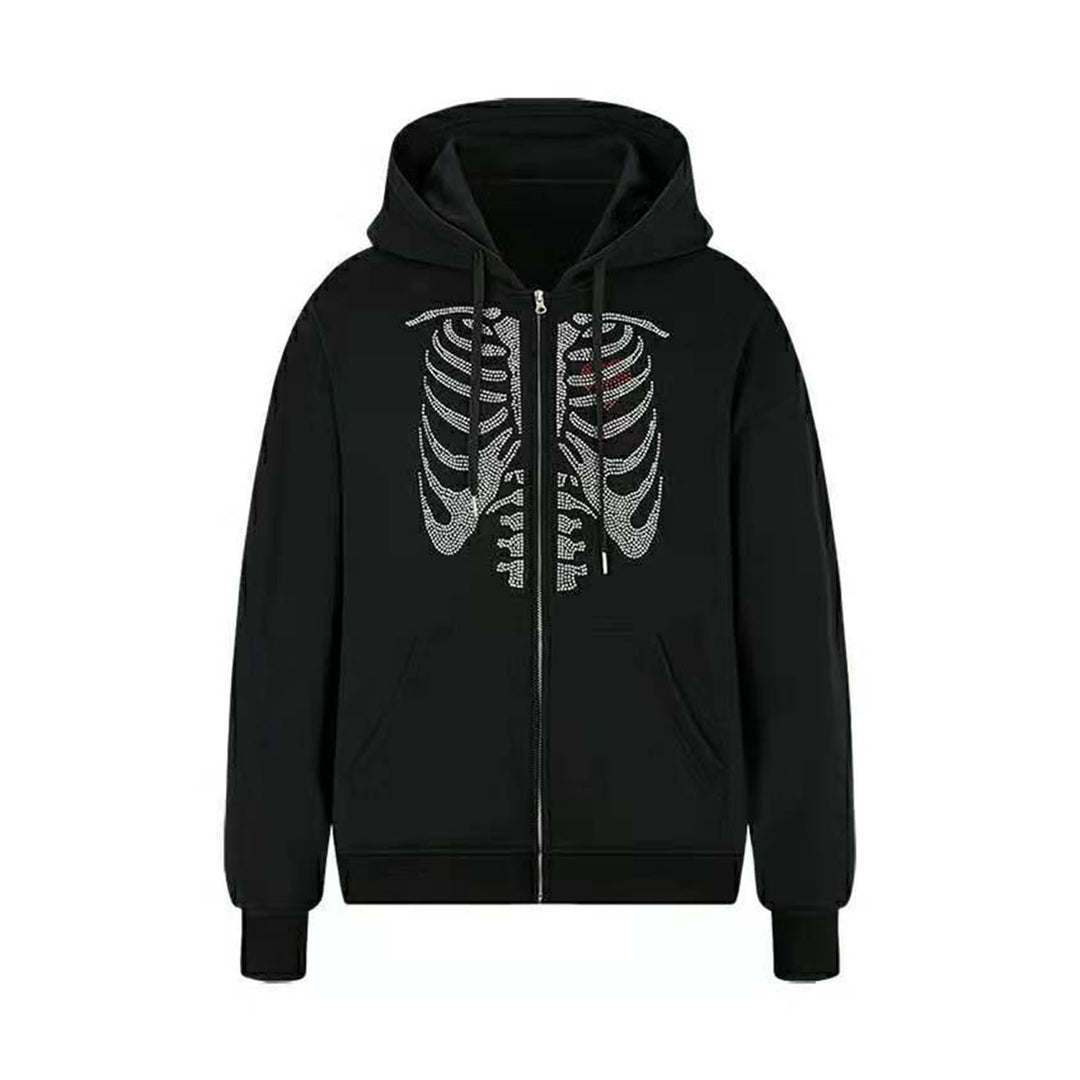 Damen Kapuzenpullover mit modernem Skelett-Print EB