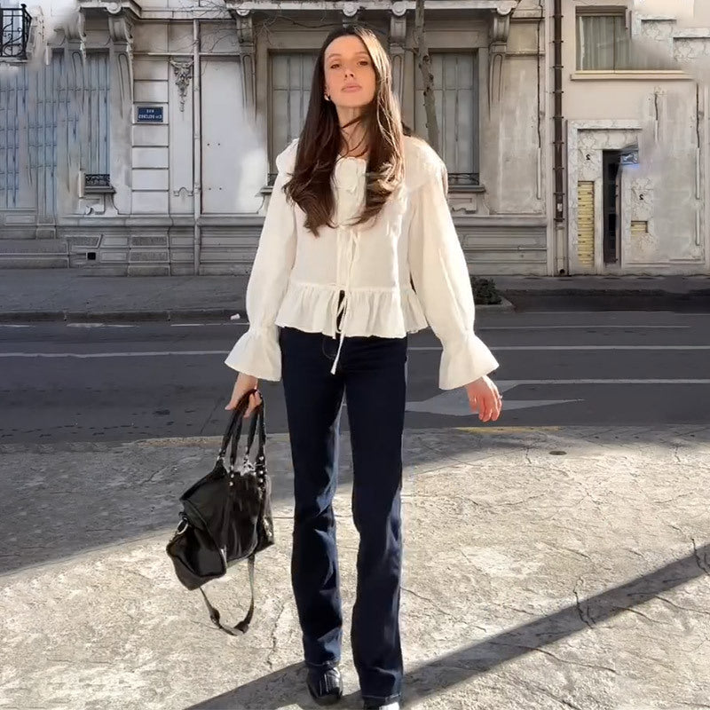 Damen Bluse mit voluminösen Ärmeln und elastischem Bund EB