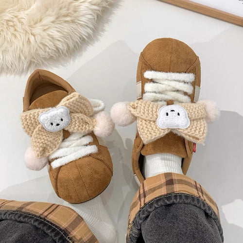 Damen Trendige Sneakers mit verspielten Knüpfdetails und kuscheligem Innenfutter EB