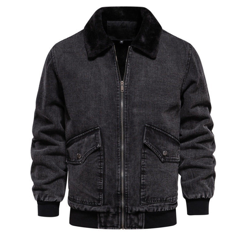 Herren Jeansjacke mit Fleecefutter und praktischen Taschen EB