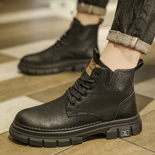 Damen Robuste Lederstiefeletten mit rutschfester Sohle und modischem Design EB